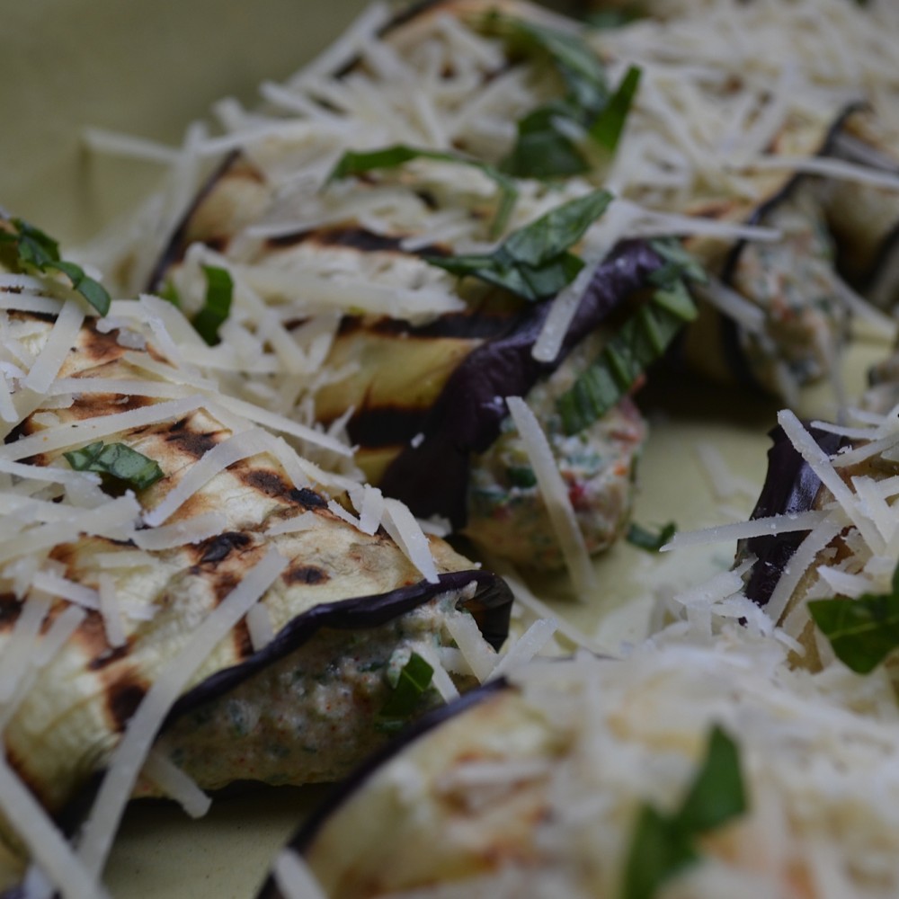 Gevulde Auberginerolletjes Met Ricotta En Spinazie